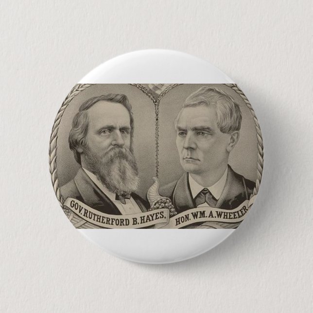1876 Hays - Wheeler 2 Inch Round Button (Front)