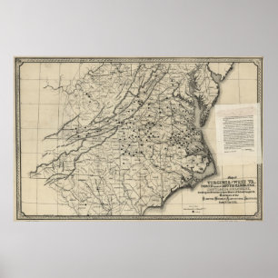 1876 Map of Virginia & West Virginia Poster