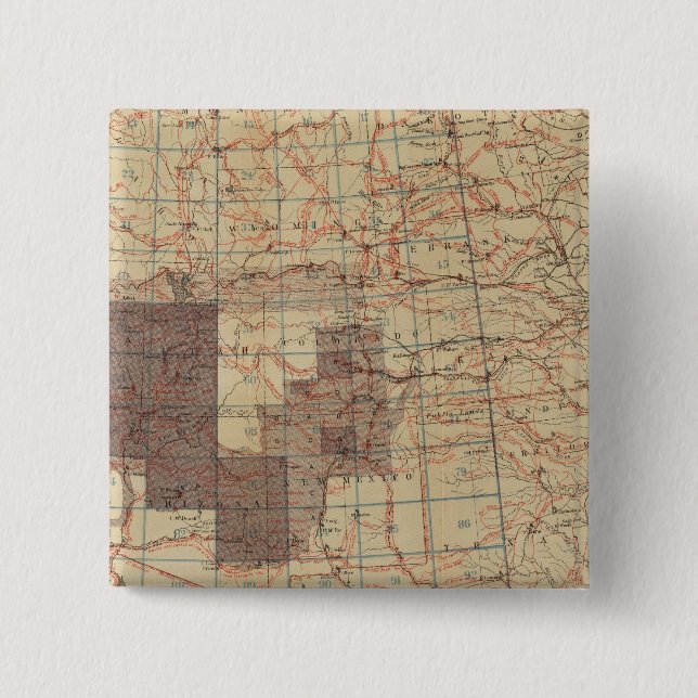 1876 Progress Map of The US Geographical Surveys 2 Inch Square Button (Front)