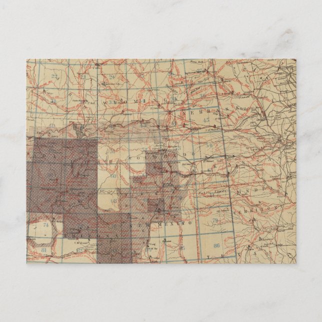 1876 Progress Map of The US Geographical Surveys Postcard (Front)