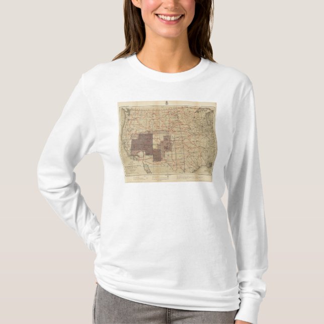 1876 Progress Map of The US Geographical Surveys T-Shirt (Front)