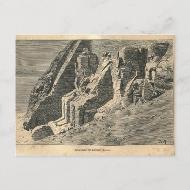 1877 Print Egypt Statues, The Earth and its People Postcard (Front)