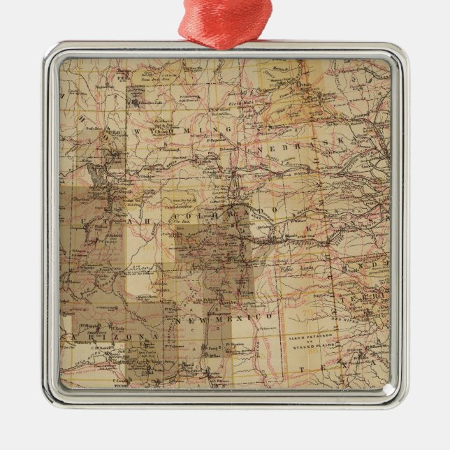 1878 Progress Map of The US Geographical Surveys 2 Metal Ornament (Front)