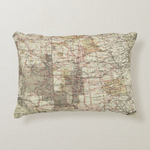 1878 Progress Map of The US Geographical Surveys Accent Pillow