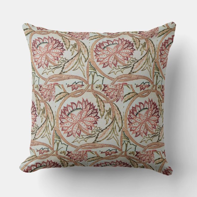 1878 Vintage William Morris Flowerpot Throw Pillow (Front)
