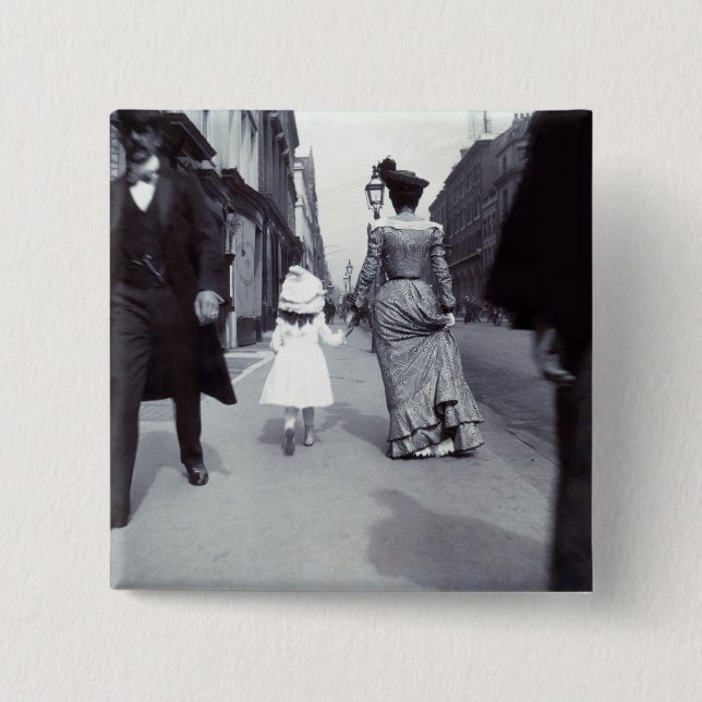 1880 Mother + Daughter in Boston 2 Inch Square Button (Front)