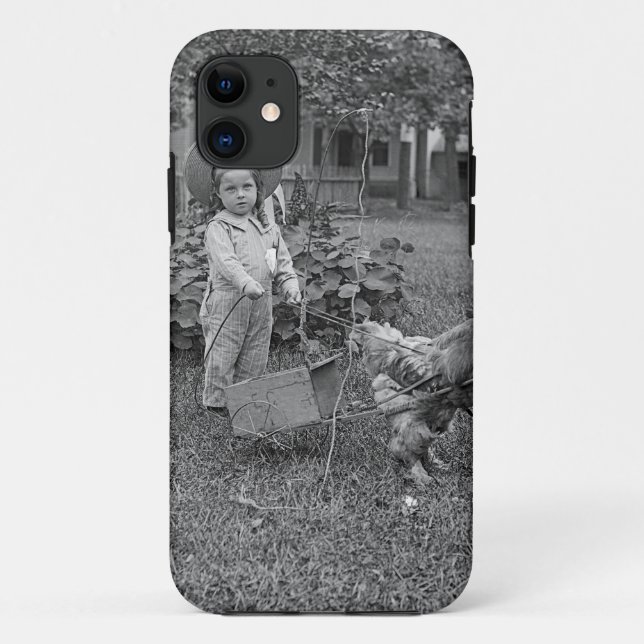 1880's Adorable Girl and Rooster Cart in Garden Case-Mate iPhone Case (Back)