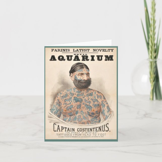  1880s Captain Costentenus tattooed man Card (Front)