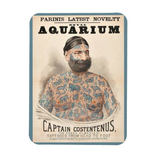 1880s Captain Costentenus tattooed man Magnet (Vertical)
