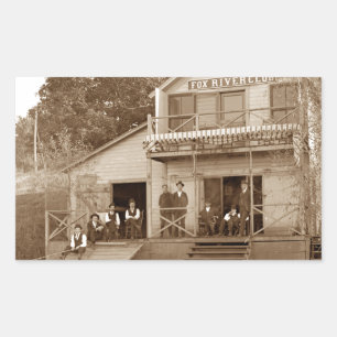 1880's Men Club Fox River Club Fishing Elgin Sticker