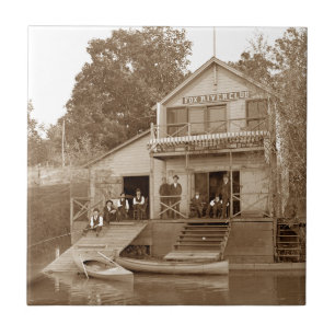 1880's Men Club Fox River Club Fishing Elgin Tile