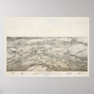 1881 New Braunfels TX Birds Eye View Panoramic Map Poster