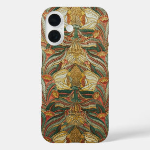 1882 Vintage Large Flowers & Leaves Golden Green iPhone 16 Case