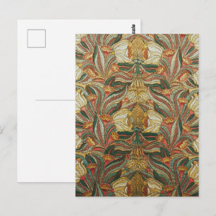 1882 Vintage Large Flowers & Leaves Golden Green Postcard