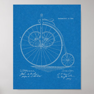 1883 High Wheeler Bicycle Design Patent Art Print