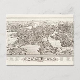 1883 Salem Map Postcard