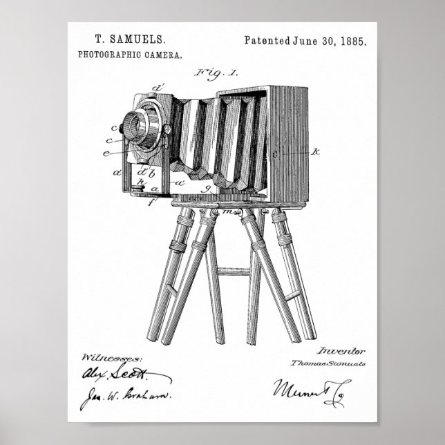 1885 Camera Patent Art Drawing Print (Front)
