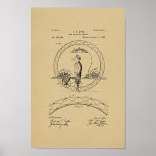 1885 Vintage One Wheeled Bike Patent Print