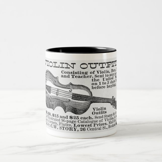 1886 AD FOR VIOLINS  Two-Tone COFFEE MUG (Center)