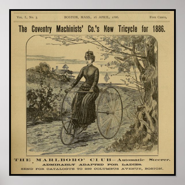 1886 Vintage Bicycle Magazine Ad Art Poster (Front)