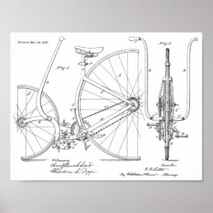 1887 Vintage Bicycle Design Patent Art Print