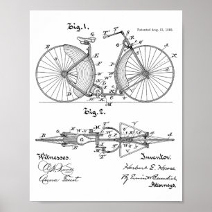 1888 Vintage Bicycle Design Patent Art Print