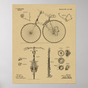 1889 Chainless Bicycle Patent Art Drawing Print