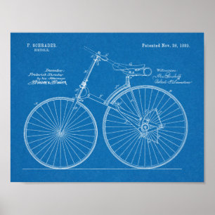 1889 Chainless Bicycle Patent Art Drawing Print