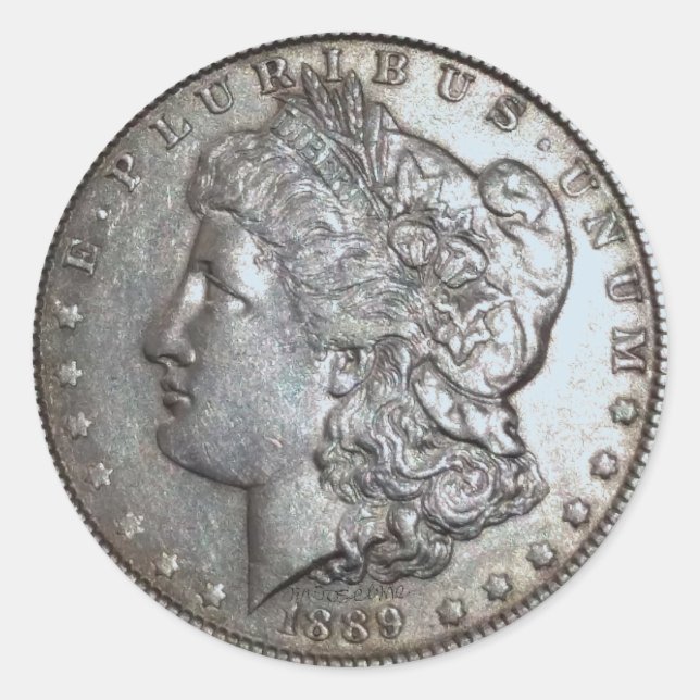 1889 Morgan Dollar Classic Round Sticker (Front)