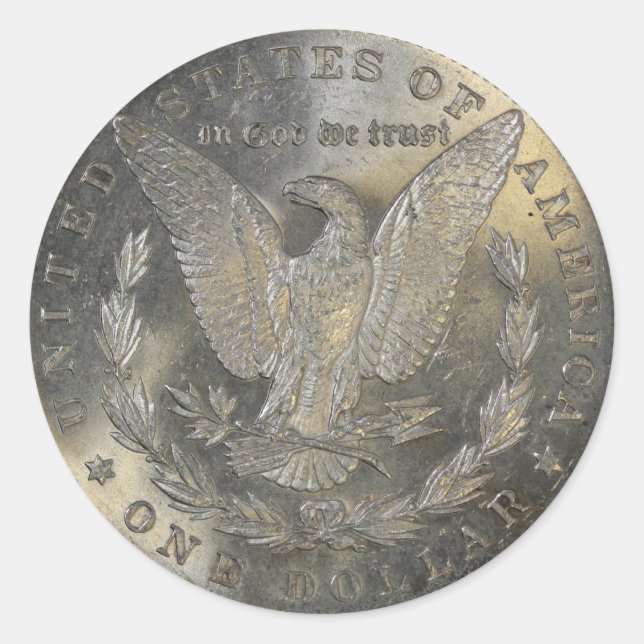 1889 Morgan Silver Dollar Tail Classic Round Sticker (Front)