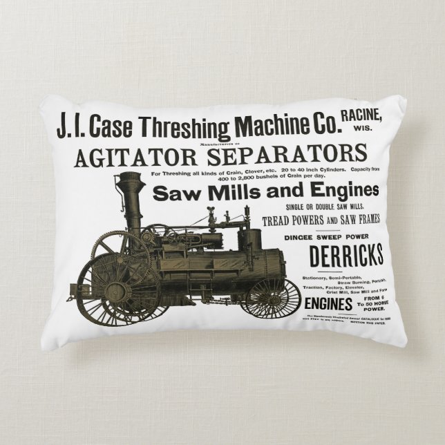 1889 Steam Traction Engine Ad Farm Tractor Farming Accent Pillow (Front)