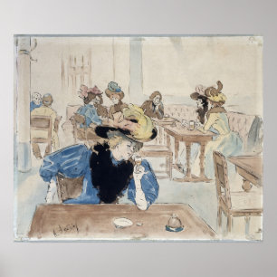 1890 Au Cafe Vintage French Parisian Art Print