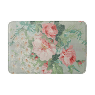 1890 British Vintage Fabric Roses & Daisies Bath Mat