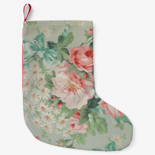 1890 British Vintage Fabric Roses & Daisies Small Christmas Stocking