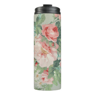 1890 British Vintage Fabric Roses & Daisies  Thermal Tumbler