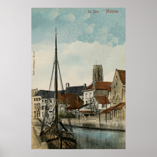 1890 Mechelen Malines Dyle river Poster (Front)