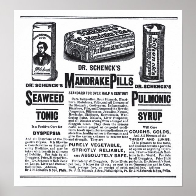 1890 medicines newspaper ad poster (Front)