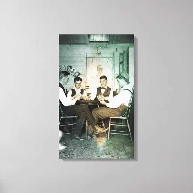 1890 Poker Game Men Gambling Cards Man Cave Photo Canvas Print (Front)