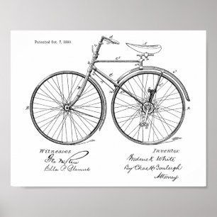 1890 Vintage Bicycle Design Patent Art Print