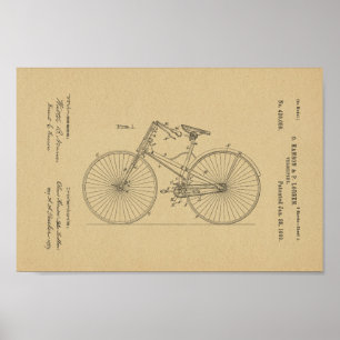 1890 Vintage Bicycle Velocipede Patent Art Print