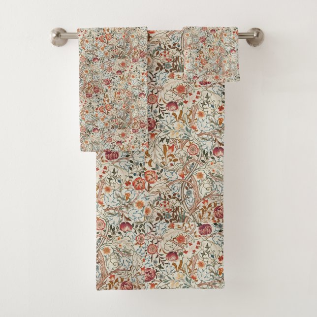 1890 Vintage William Morris Acanthus Portière Bath Towel Set (Insitu)