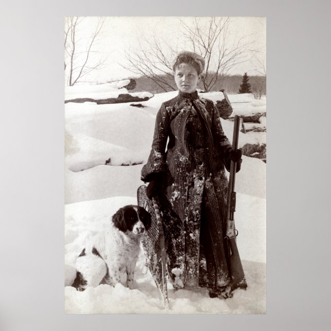 1890 Woman and her Brittany Hunting Dog Poster (Front)