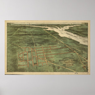 1890's Alexandria VA Bird's Eye View Panoramic Map Poster