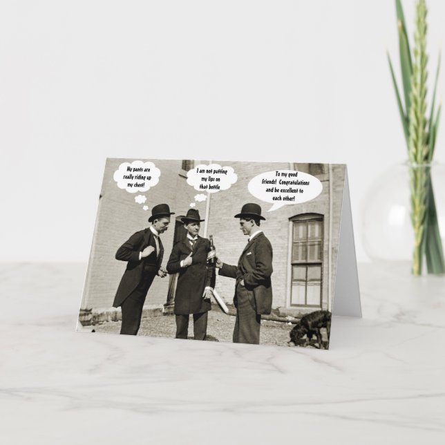 1890's Dapper Men Toasting Speech Bubbles Custom Card (Front)