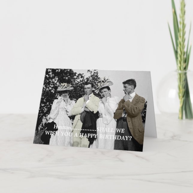 1890's Dapper Men Well Dressed Women Birthday Card (Front)