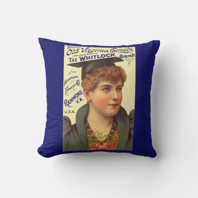 1890s Old Virginia Cheroots ad print Throw Pillow (Front)