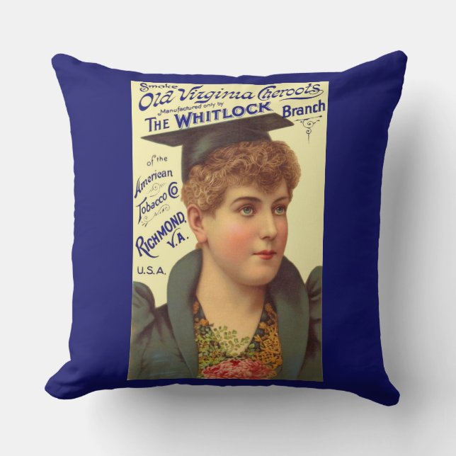 1890s Old Virginia Cheroots ad Throw Pillow (Front)