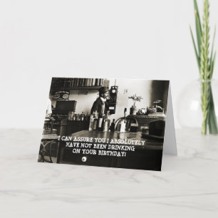 1890'S PHOTO FUNNY BIRTHDAY MAN ON PHONE BOTTLES CARD