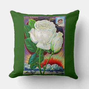 1890s rose catalogue illustration White Rose Throw Pillow