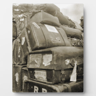 1890's TRAVEL LUGGAGE TEAMSTER WAGON SUITCASE Plaque